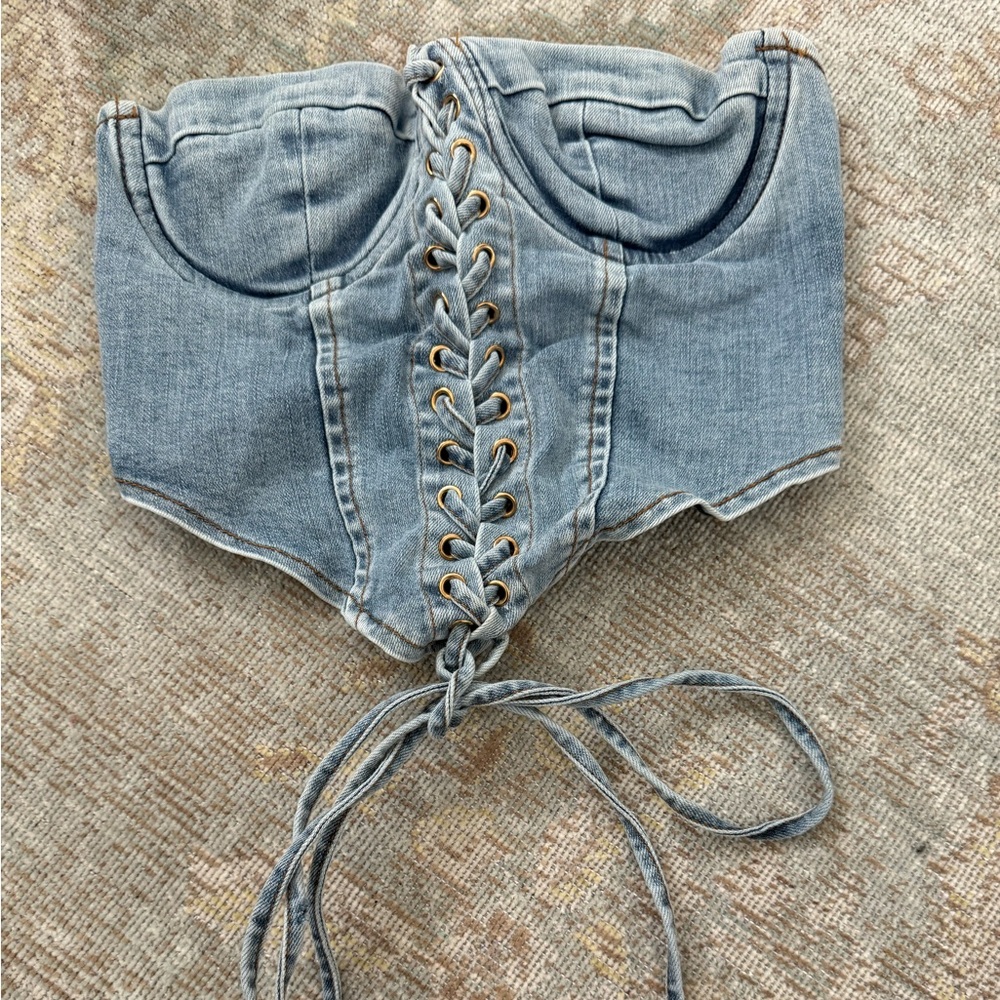 FashionNova Crop Denim Strapless Top